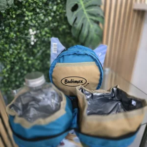 Comedero doble de viaje, con botella de agua de 500ml